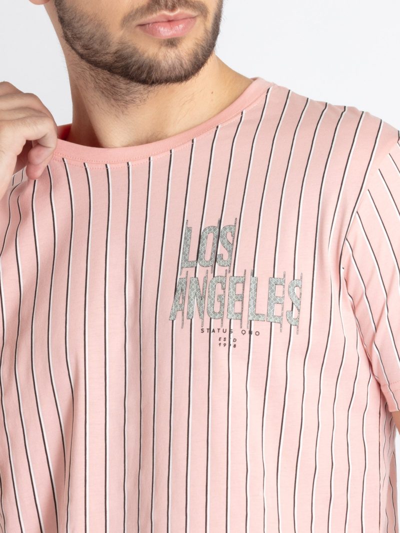 Mens Striped Round Neck T-Shirt