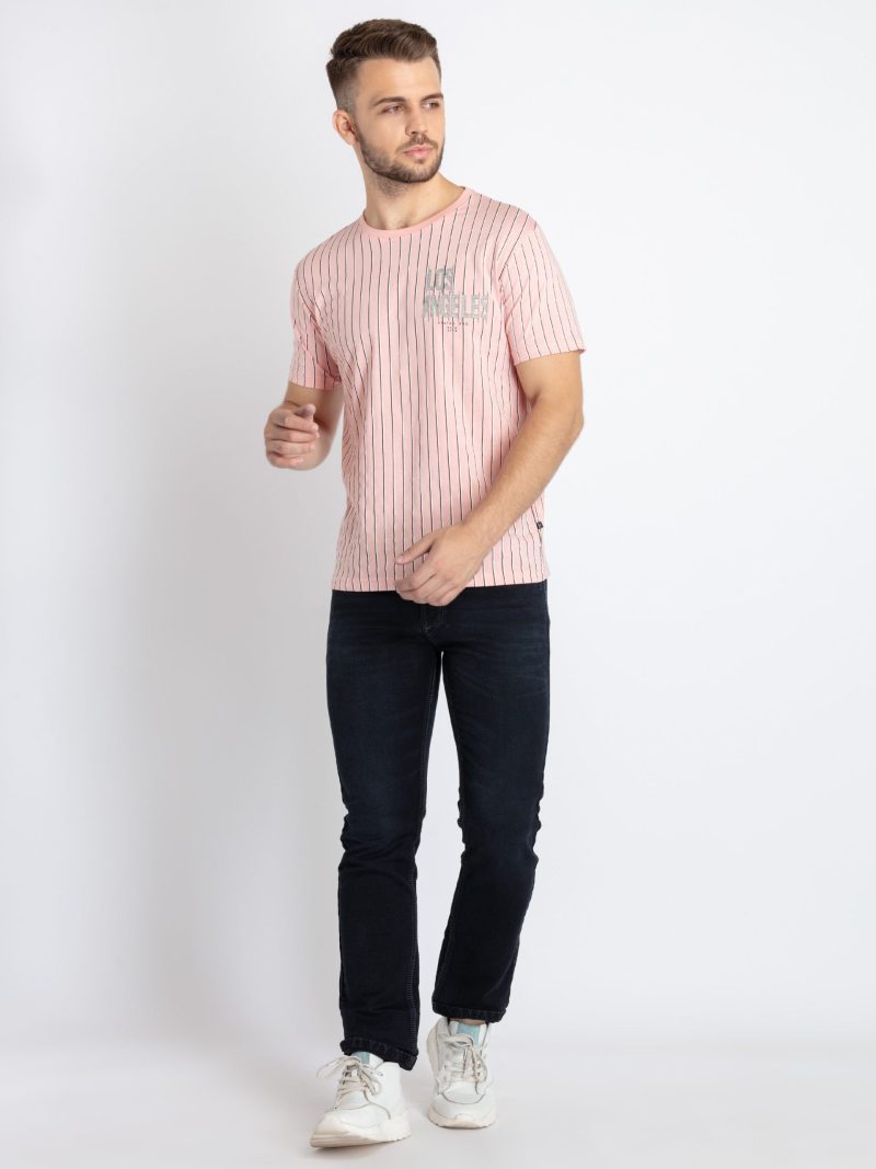 Mens Striped Round Neck T-Shirt