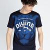 Mens Front Printed Round Neck T-Shirt