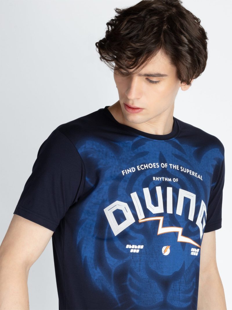 Mens Front Printed Round Neck T-Shirt