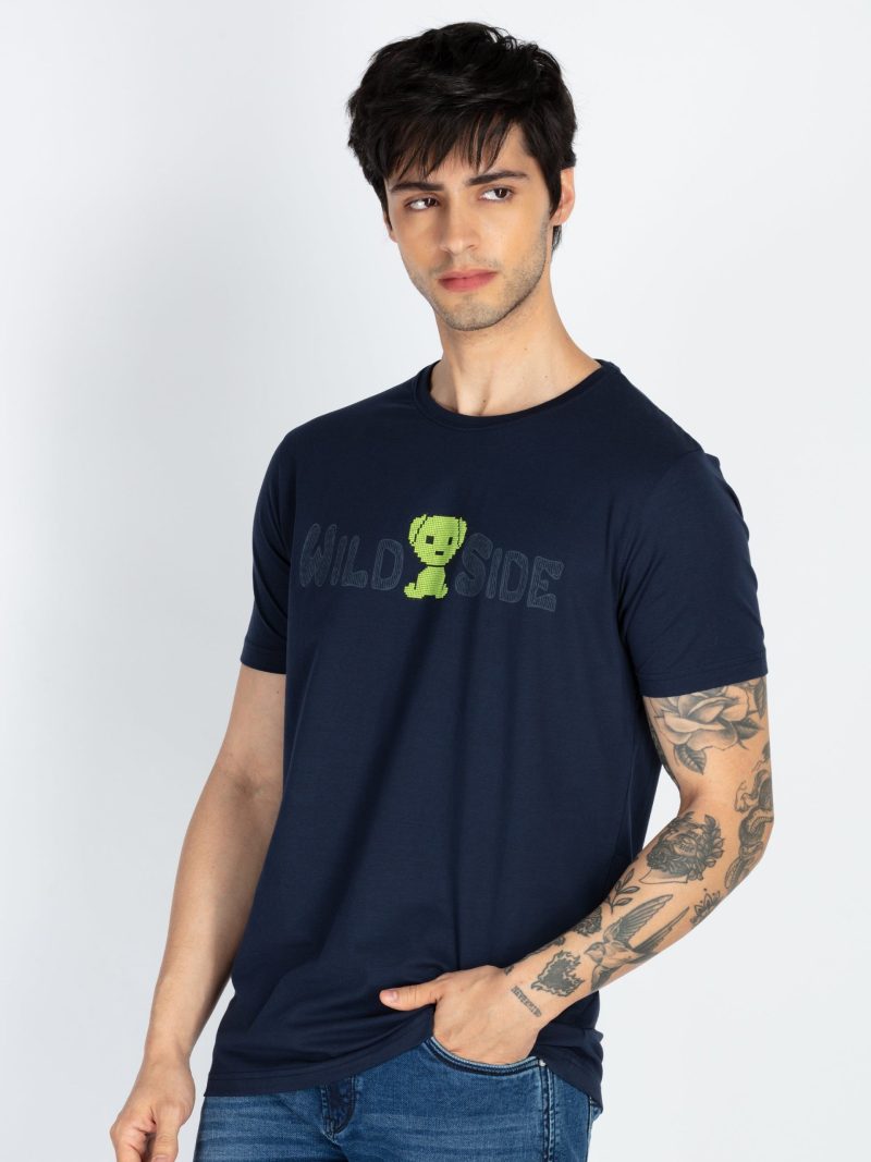 Mens Front & Back Printed Round Neck T-Shirt