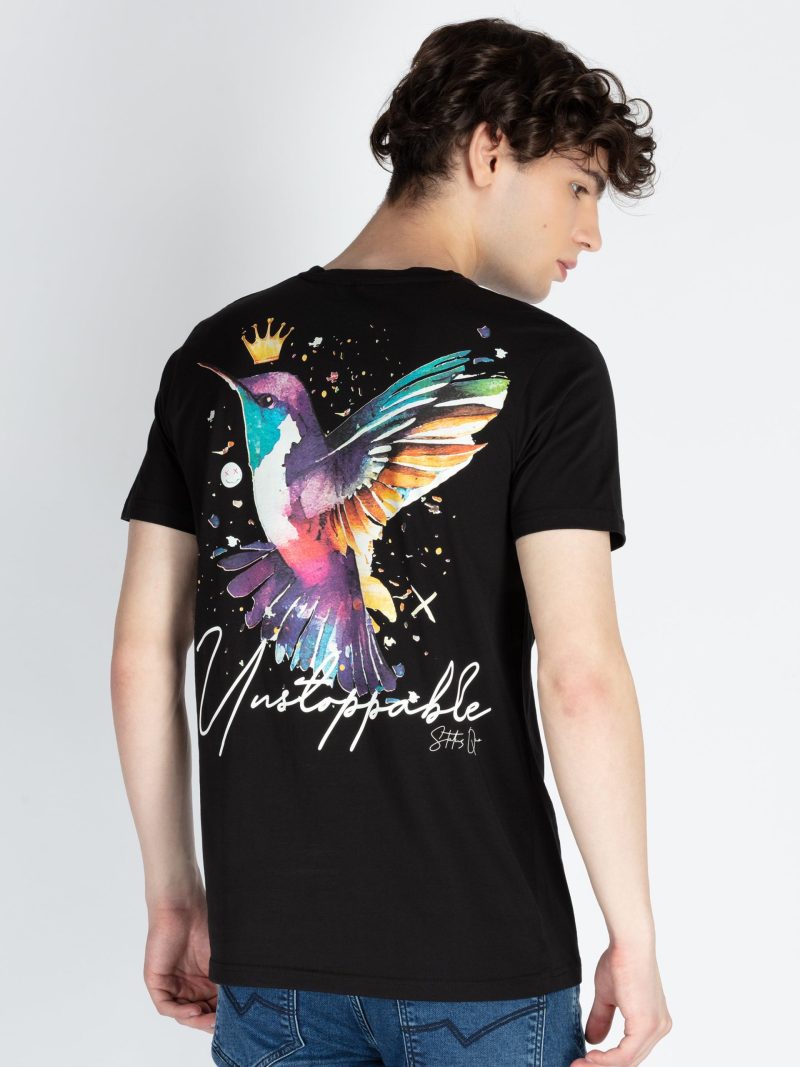 Mens Front & Back Printed Round Neck T-Shirt