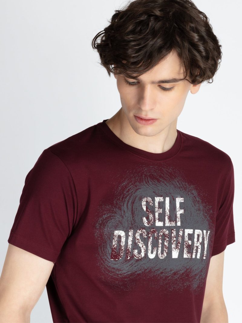 Mens Front Printed Round Neck T-Shirt