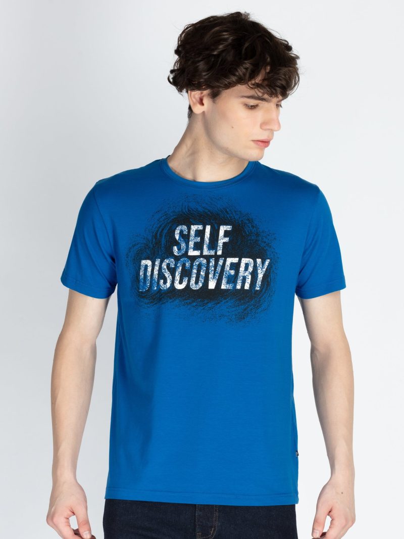 Mens Front Printed Round Neck T-Shirt