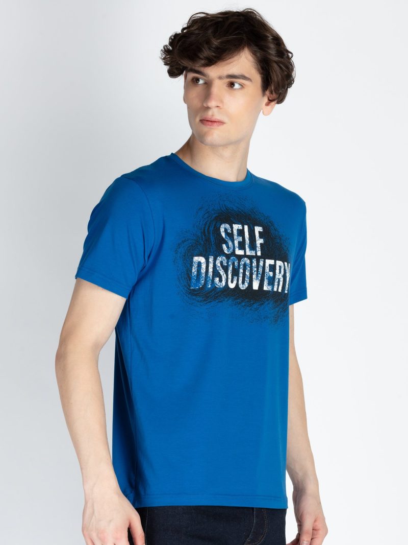 Mens Front Printed Round Neck T-Shirt