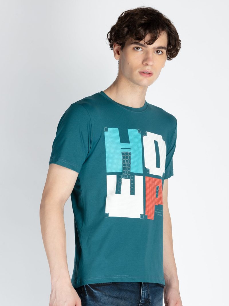 Mens Front Printed Round Neck T-Shirt