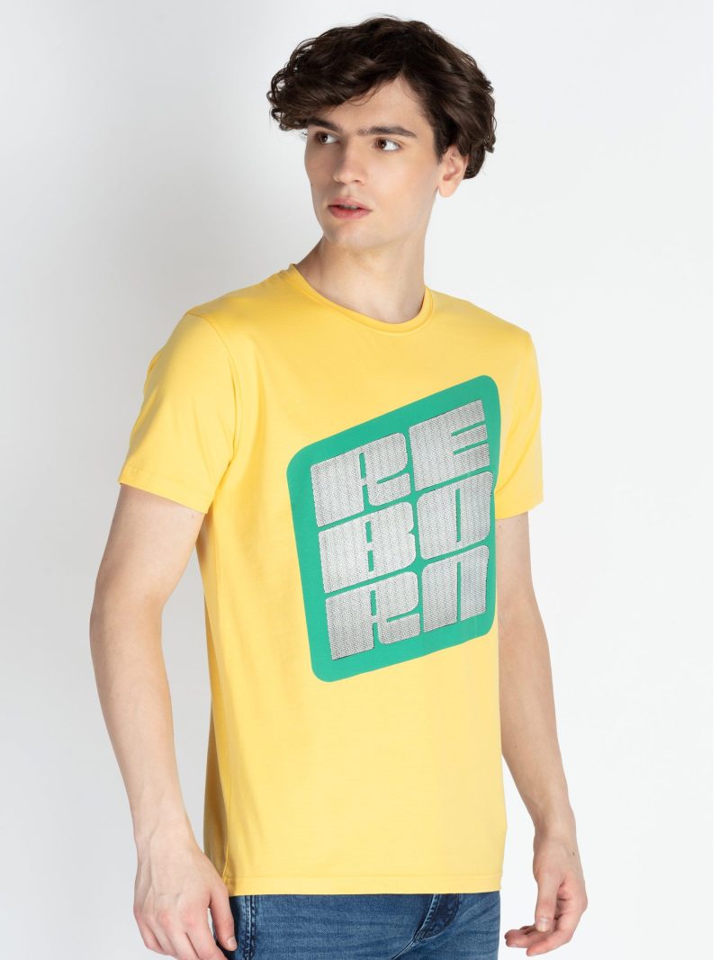 Mens Front Printed Round Neck T-Shirt