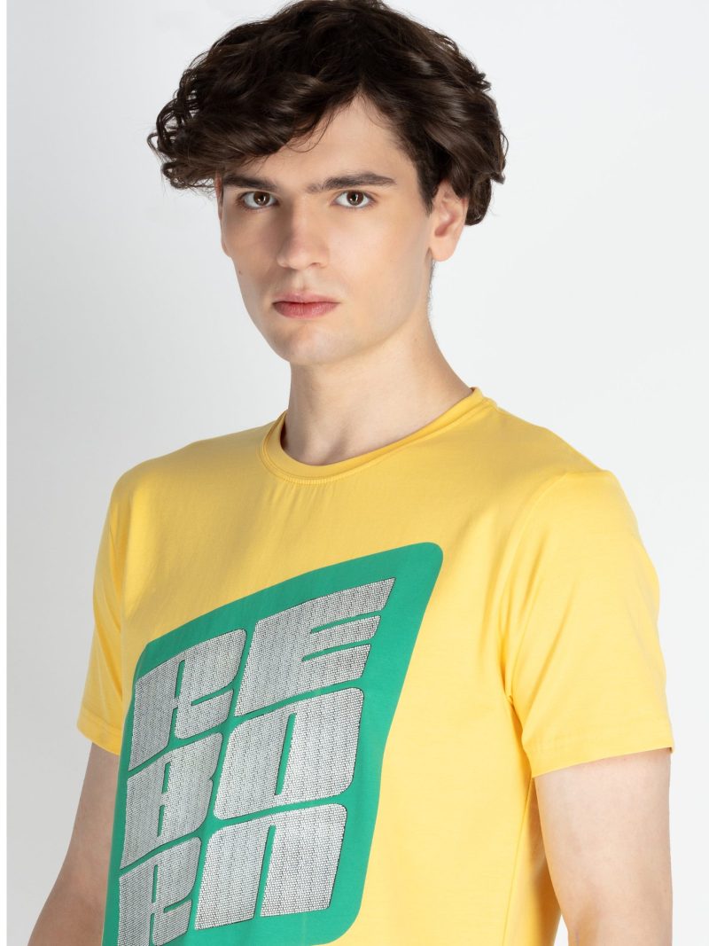 Mens Front Printed Round Neck T-Shirt