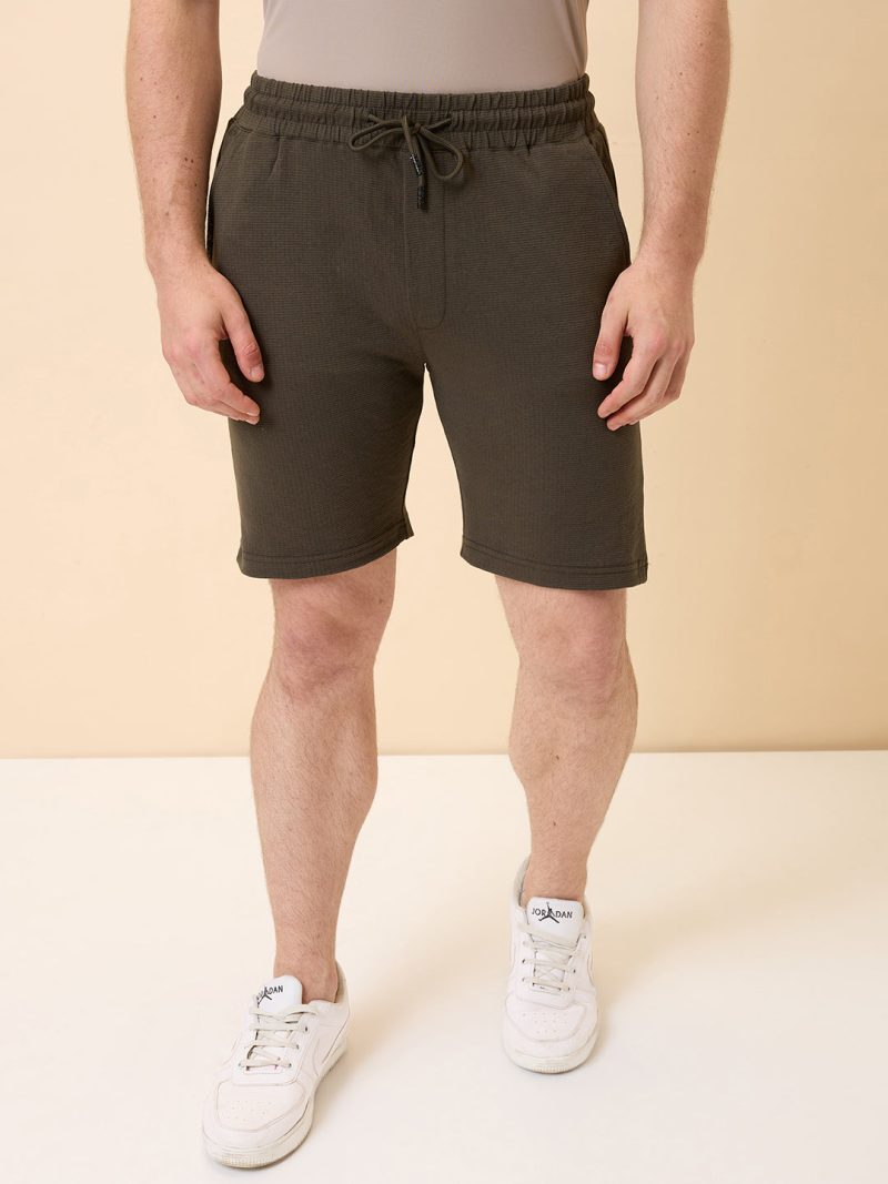 Status Quo Mens Solid Regular Fit Drawstring Shorts