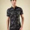 Status Quo Men'S Abstract Printed Half Sleeves Collared Neck Regular Fit Shirt