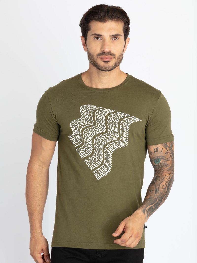 Status Quo Men'S Typography Printed Round Neck Half Sleeves Regular Fit Tshirt