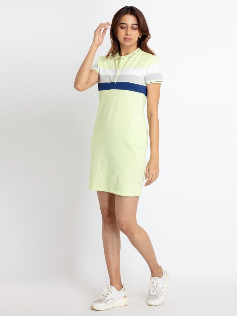 Status Quo Womens Bodycon Striped Polo Dress