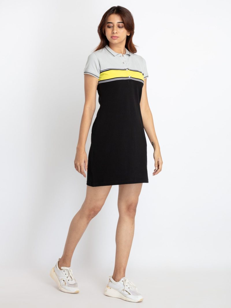 Status Quo Womens Bodycon Striped Polo Dress