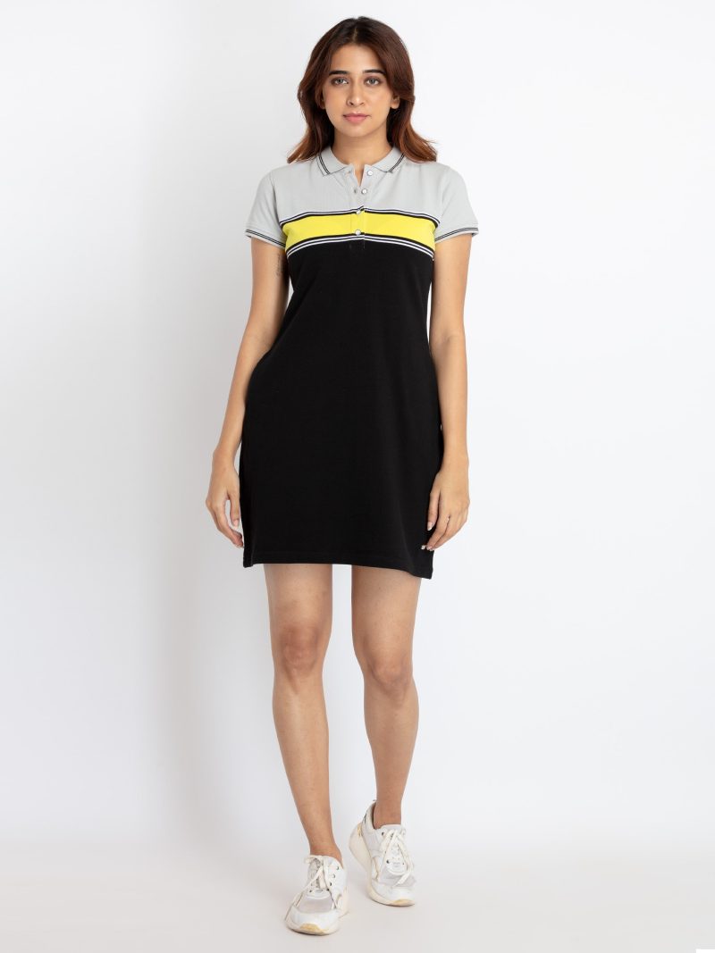 Status Quo Womens Bodycon Striped Polo Dress