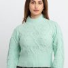 Womens Cable Knit Round Neck Sweater