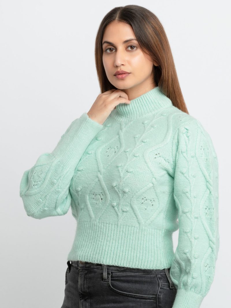 Womens Cable Knit Round Neck Sweater