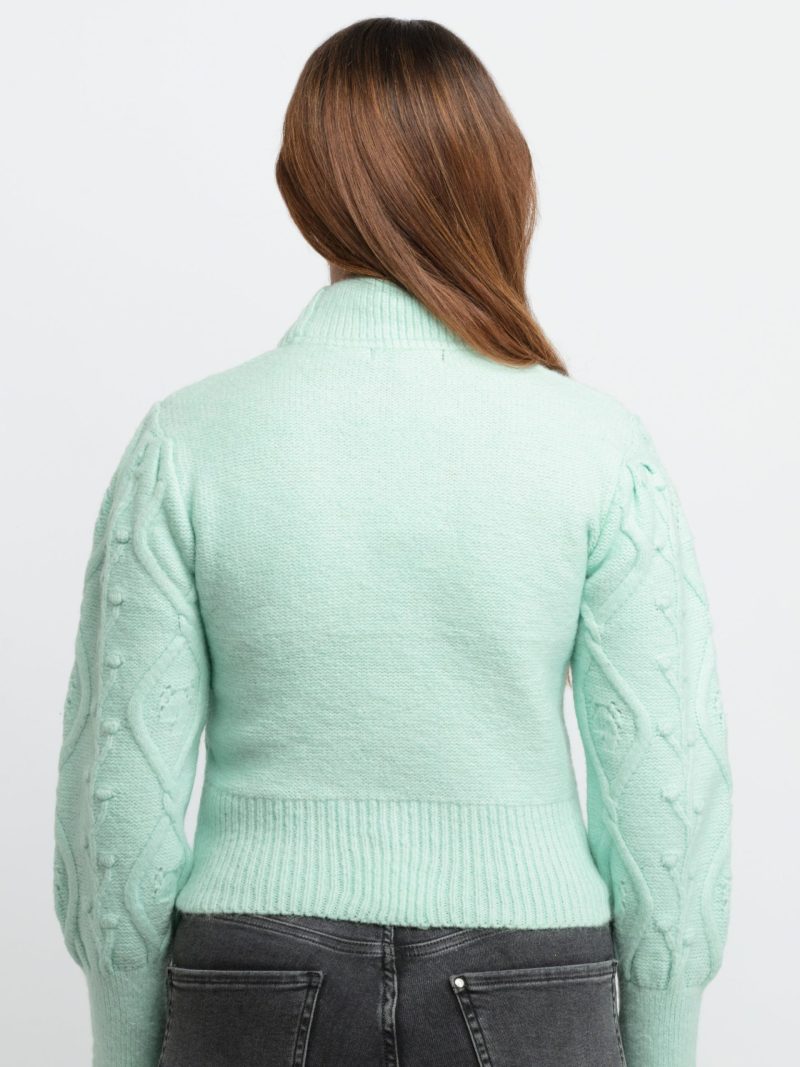 Womens Cable Knit Round Neck Sweater