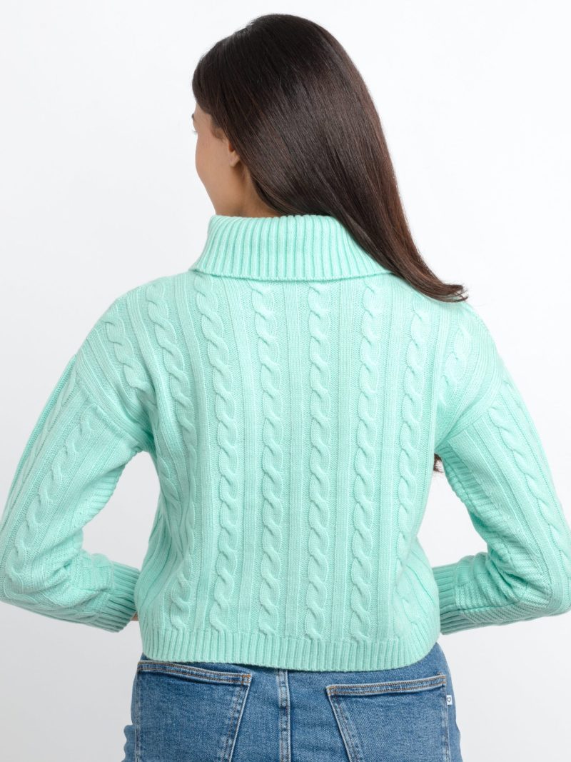 Womens Cable Knit Turtle Neck Sweater