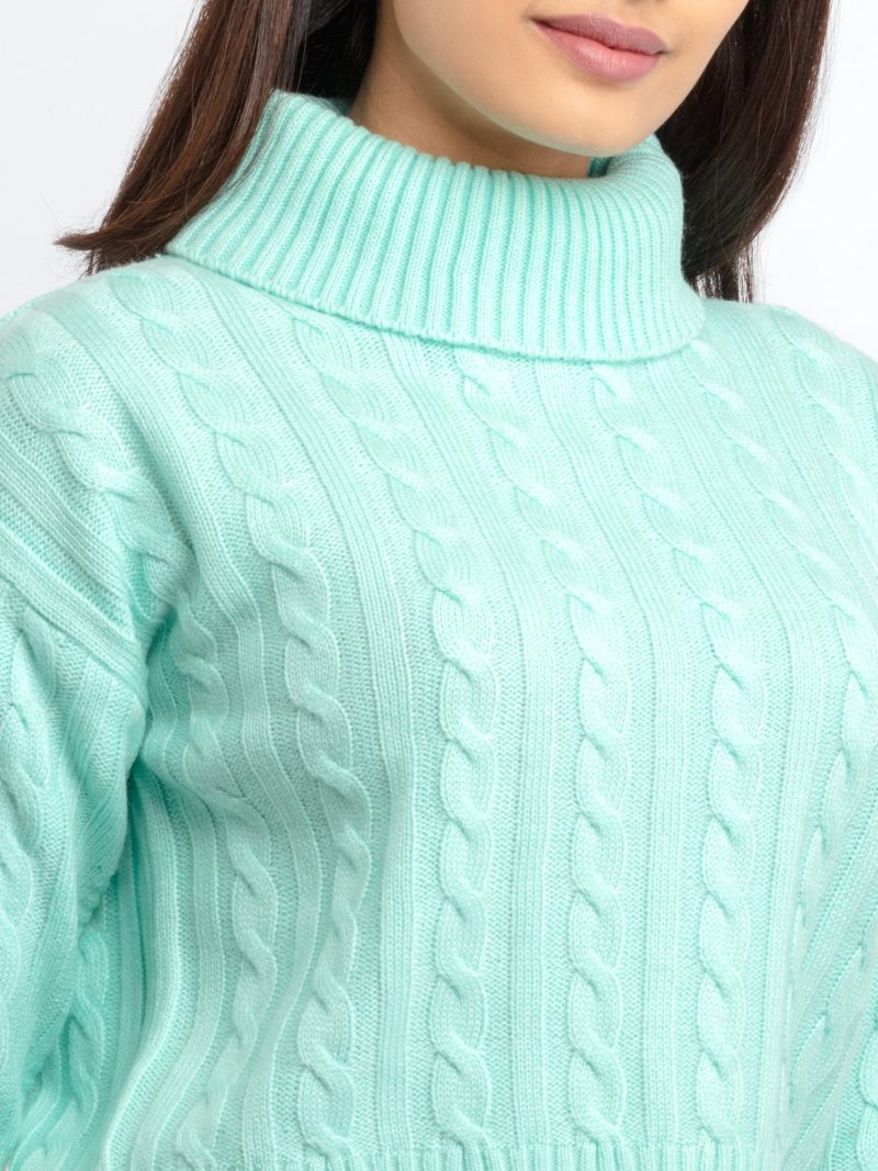 Womens Cable Knit Turtle Neck Sweater