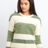 Womens Striped Round Neck Sweater