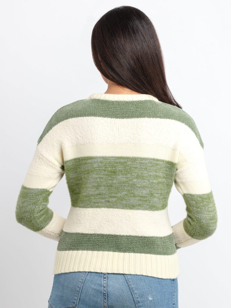 Womens Striped Round Neck Sweater