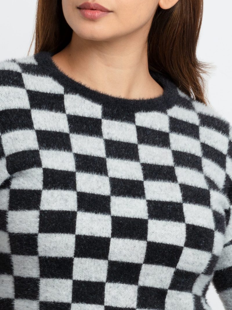 Womens Colour Blocking Round Neck Sweater