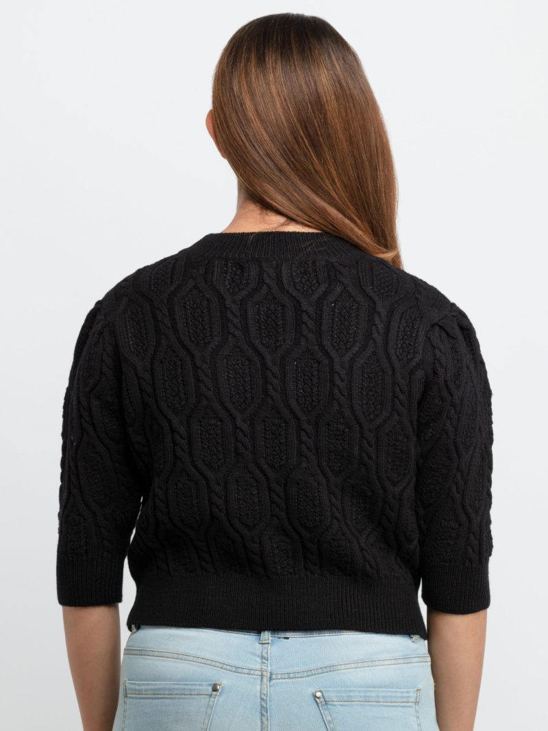 Womens Cable Knit Round Neck Sweater