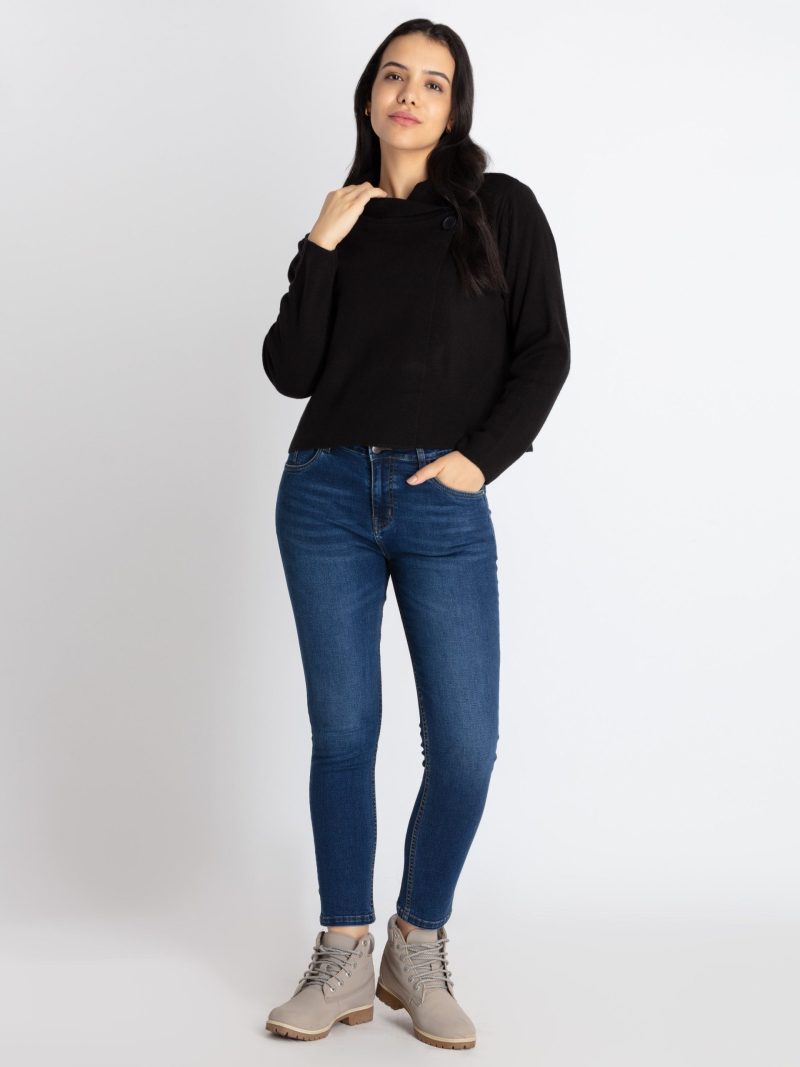 Womens Solid Round Neck Sweater