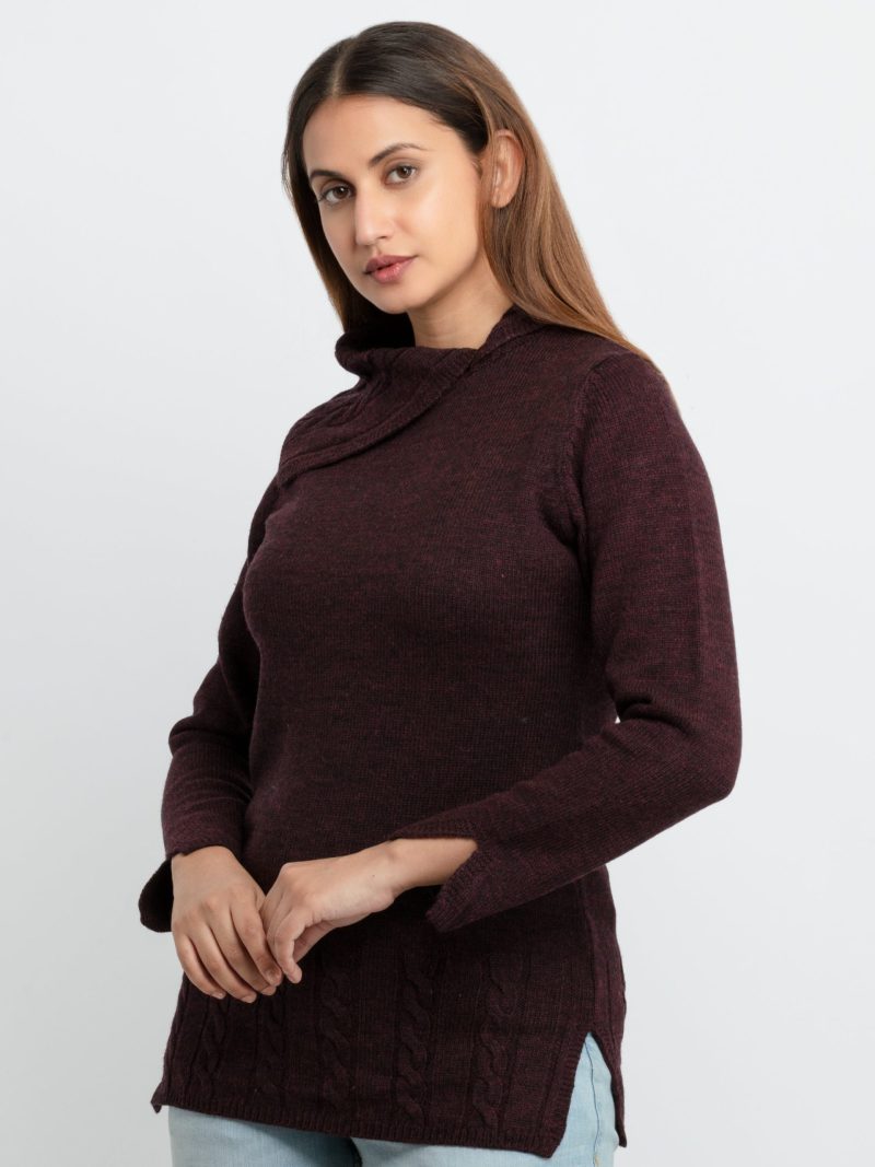 Womens Knitted Cowl Neck Sweater