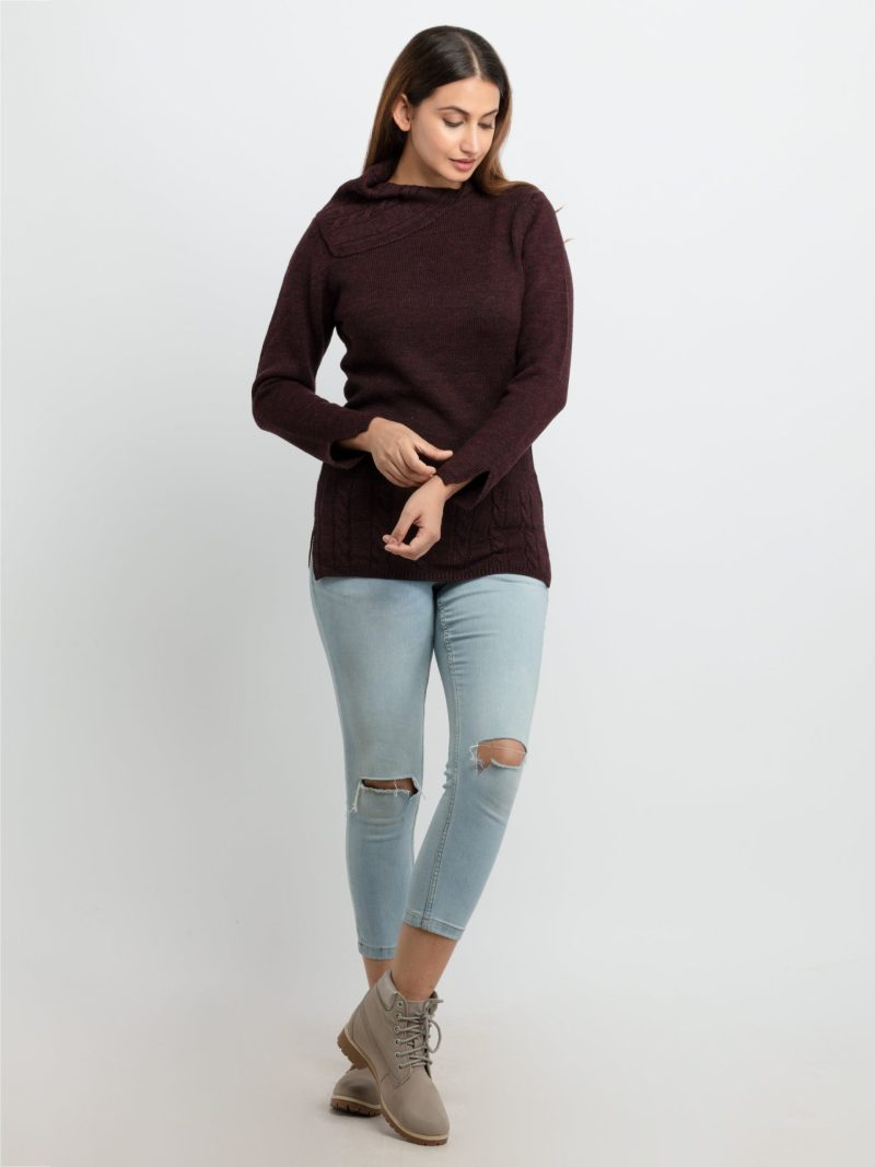 Womens Knitted Cowl Neck Sweater