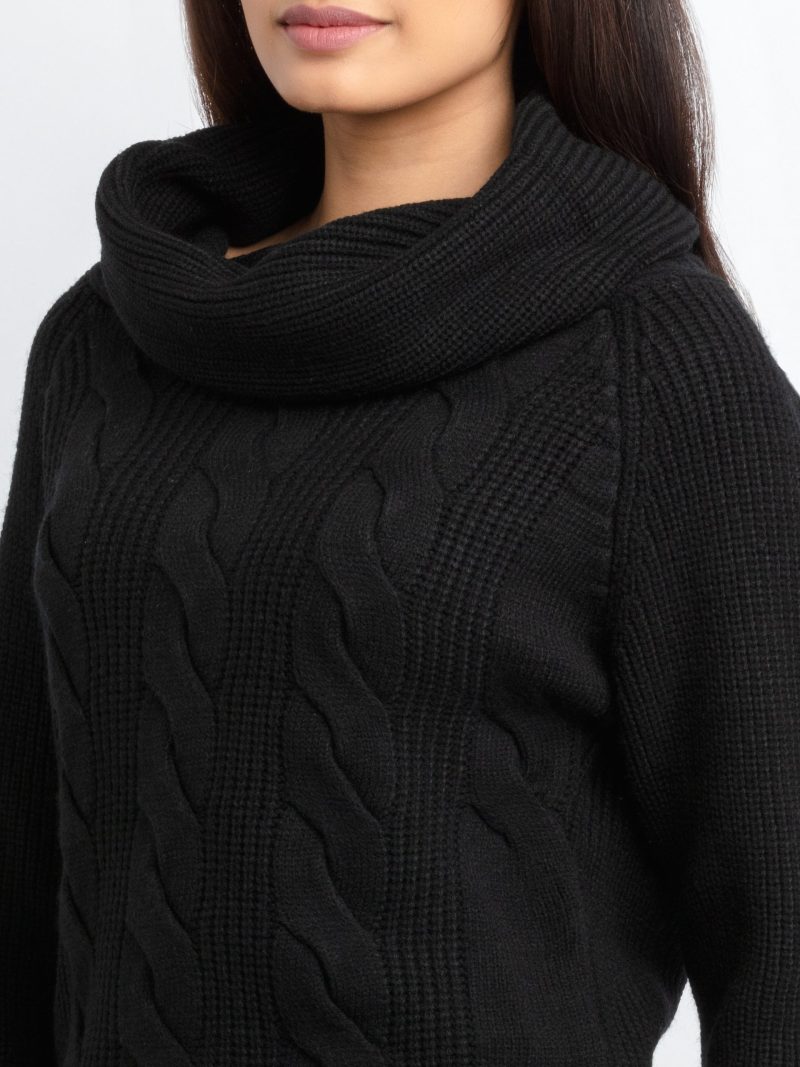 Womens Cable Knit Cowl Neck Sweater