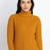 Womens Solid High Neck Sweater