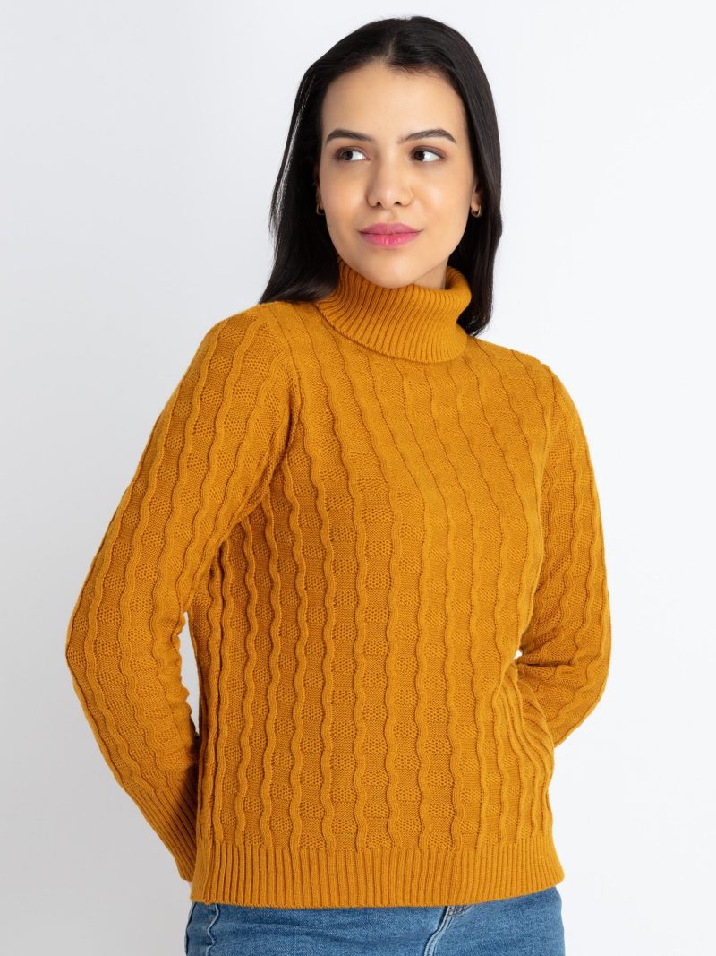 Womens Solid High Neck Sweater
