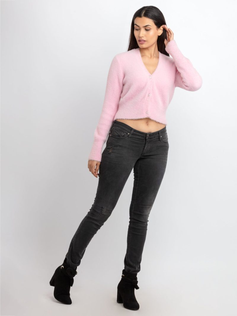 Womens Solid V-Neck Sweater