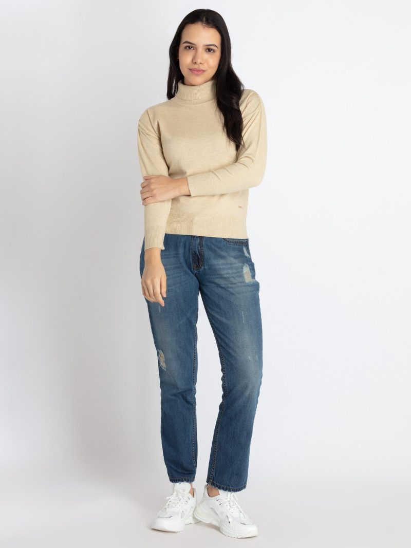Womens Solid Turtle Neck Sweater