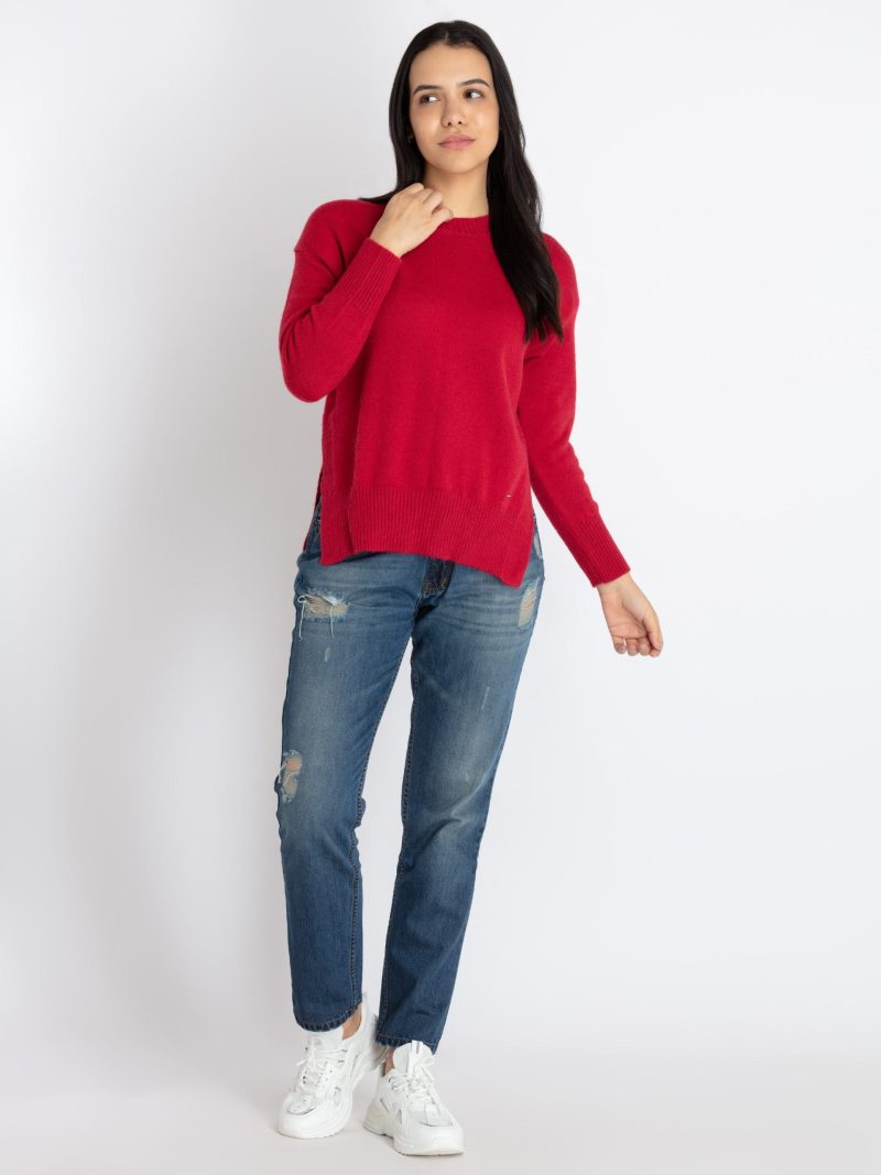 Womens Solid Round Neck Sweater