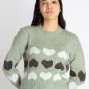 Womens Jacquard Round Neck Sweater