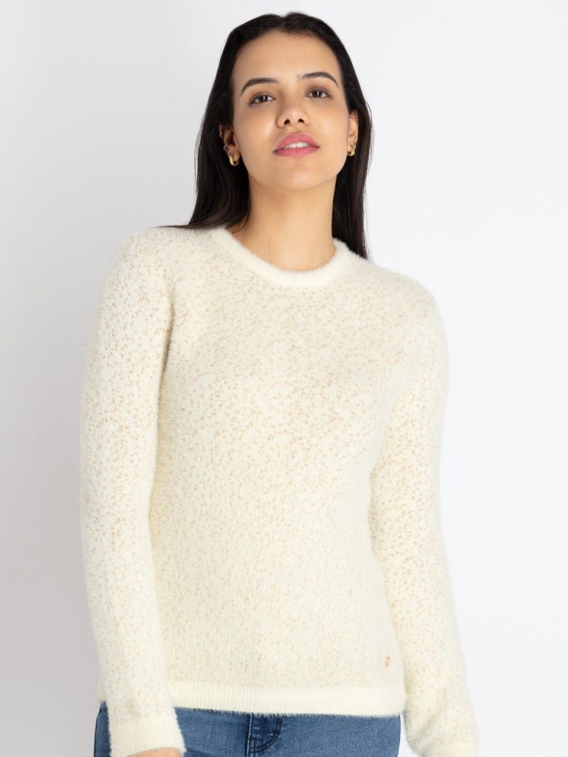 Status Quo Womens Solid Round Neck Sweater