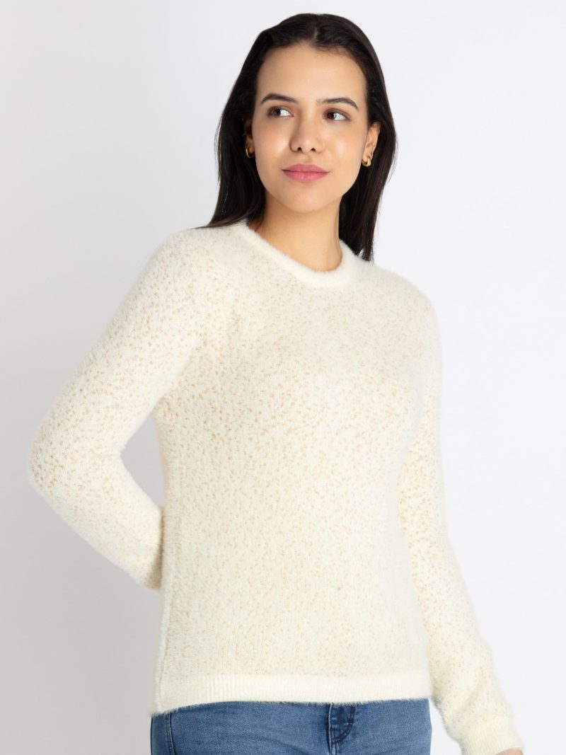 Status Quo Womens Solid Round Neck Sweater