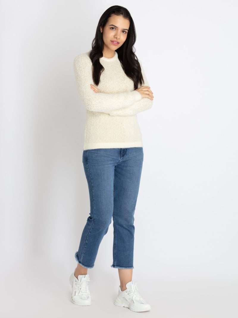 Status Quo Womens Solid Round Neck Sweater