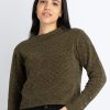 Womens Solid Round Neck Sweater