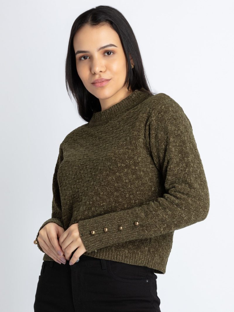 Womens Solid Round Neck Sweater