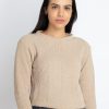 Womens Solid Round Neck Sweater