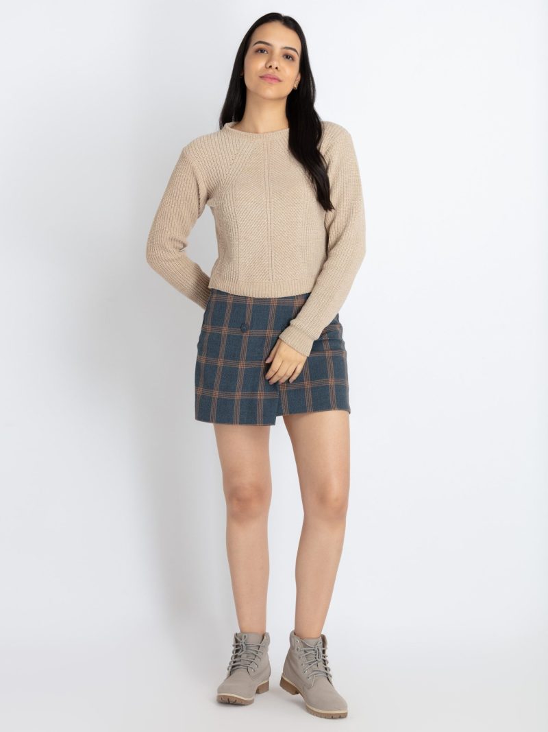 Womens Solid Round Neck Sweater