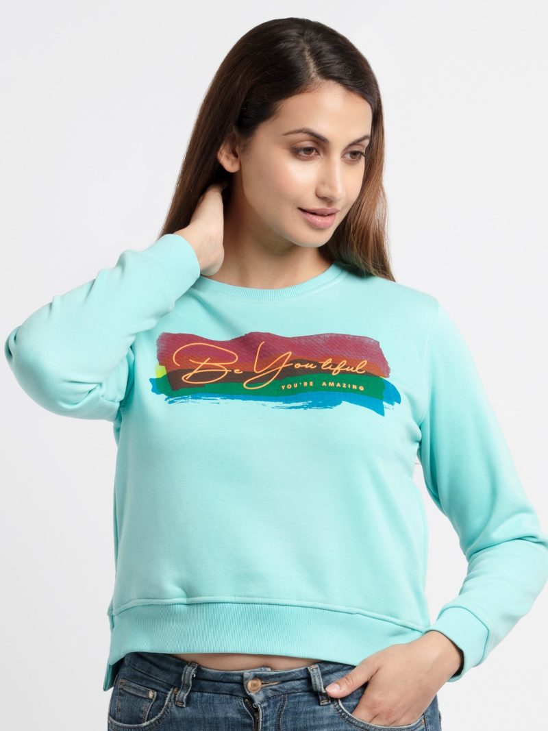 Women'S Printed Round Neck Sweatshirt