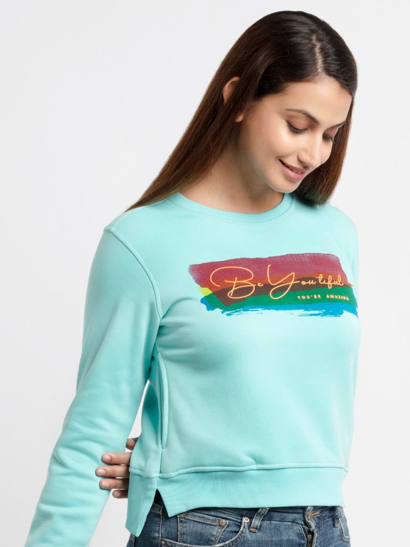 Women'S Printed Round Neck Sweatshirt
