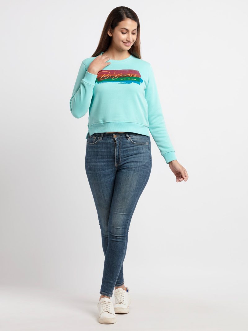 Women'S Printed Round Neck Sweatshirt