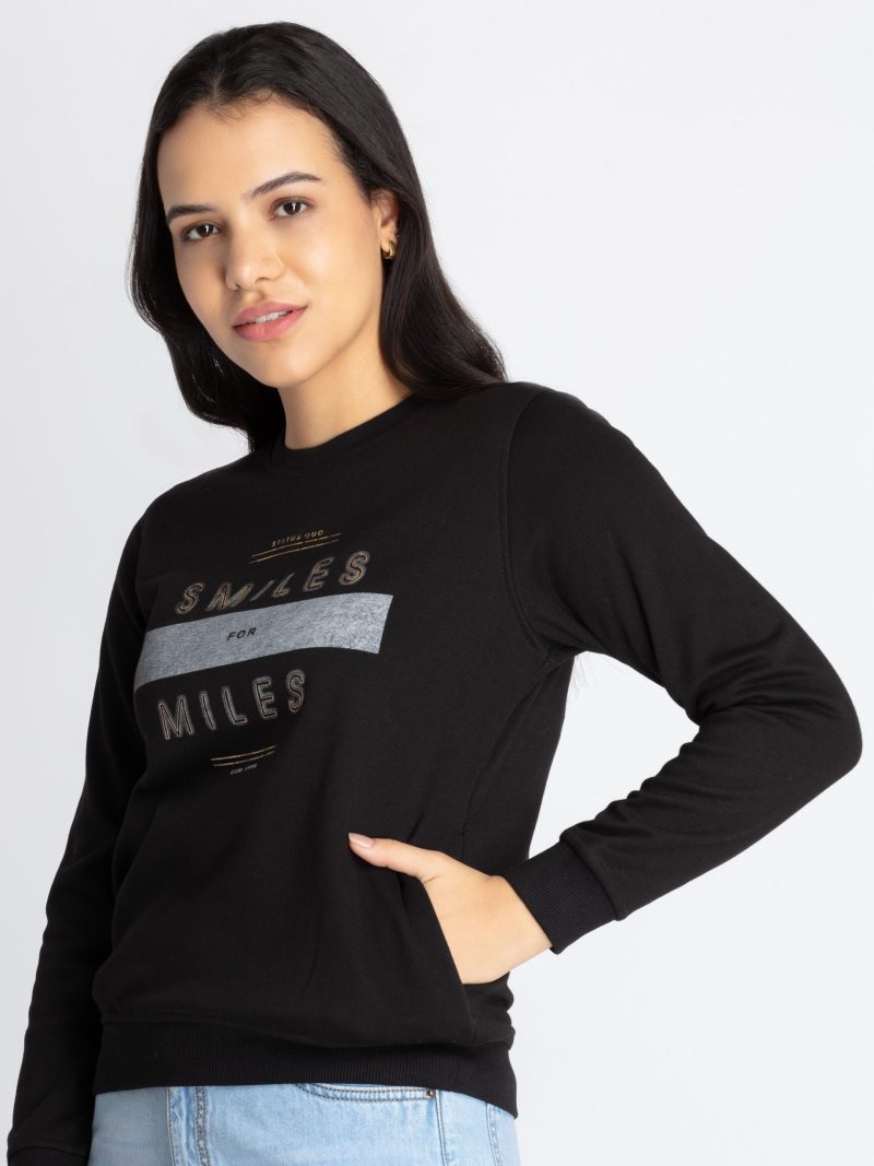Womens Printed Round Neck Sweatshirt