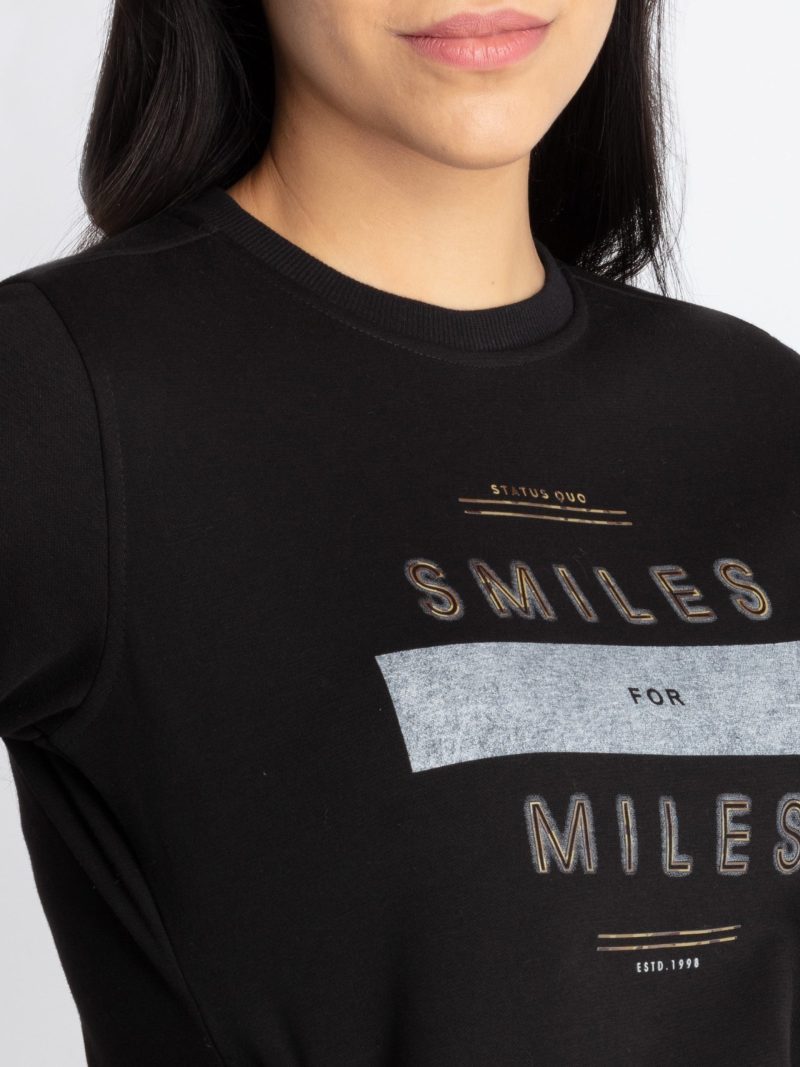 Womens Printed Round Neck Sweatshirt