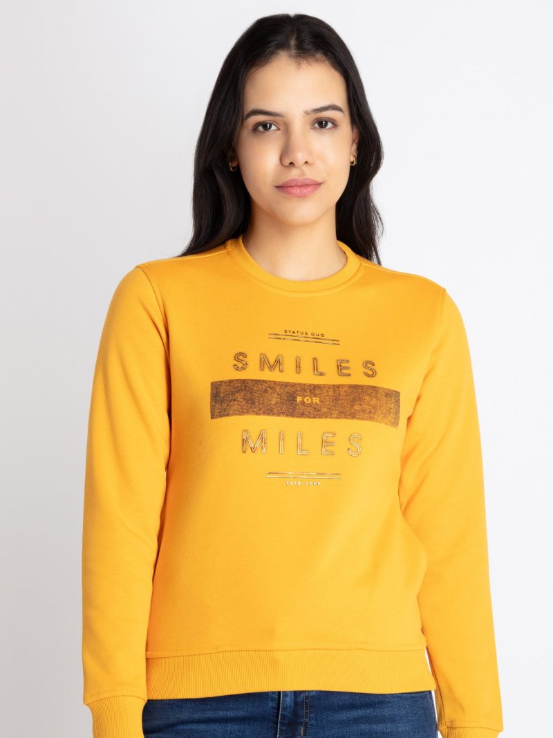 Womens Printed Round Neck Sweatshirt